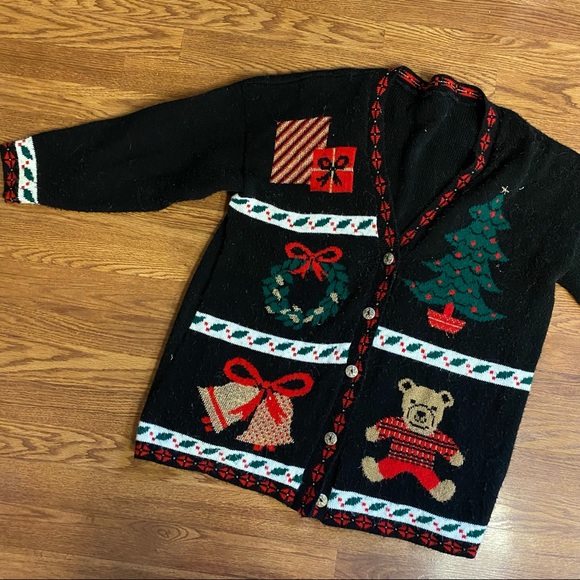 Sweaters - Vintage Christmas Sweater Cardigan One Size